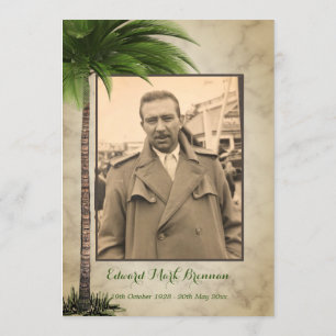 Funeral Photo Elegant Palm Tree Green Foliage Invitation