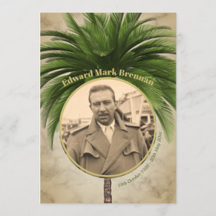 Funeral Photo Elegant Palm Tree Marble Invitation