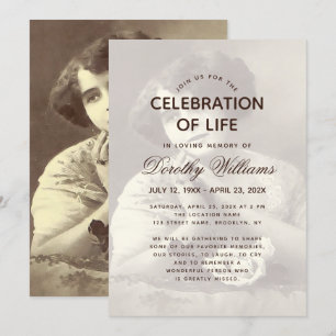 Funeral Photo Elegant Script Celebration of Life Invitation