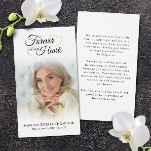 Funeral Photo Forever Hearts Photo Prayer Card