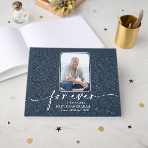 Funeral Photo Sympathy Memorial Denim Guest Book