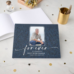 Funeral Photo Sympathy Memorial Denim Guest Book