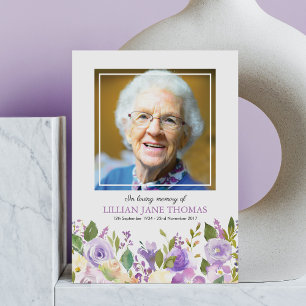 Funeral Photo Thank You   Lavender Memorial Card
