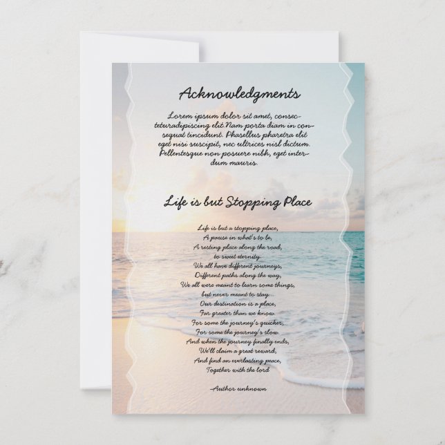 Funeral Prayer Card (Back)