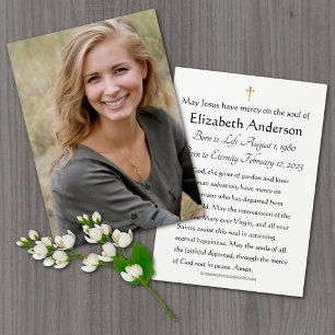 Funeral Prayer Card Photo Memorial 