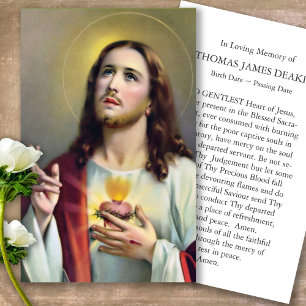 Funeral Prayer Card Sacred Heart of Jesus