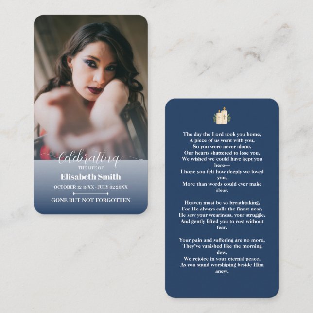 Funeral Prayer Cards – Celebration of Life Memoria (Front/Back)