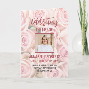 Funeral Program - Bouquet of Soft Pink Roses 