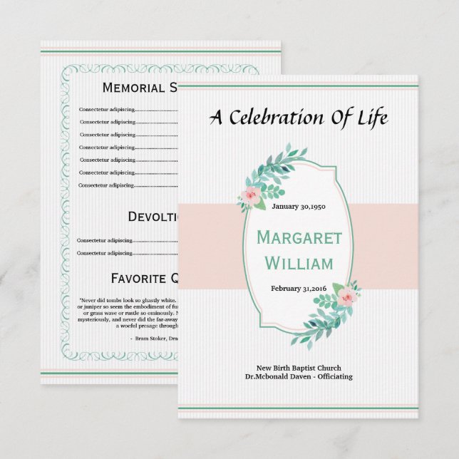 Funeral Program Card (Front/Back)