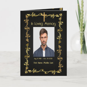 Funeral Program Christian Elegant Gold Black 