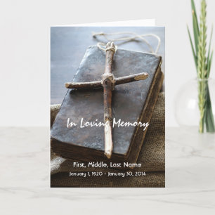 Funeral Program Custom Bible Cross Christian