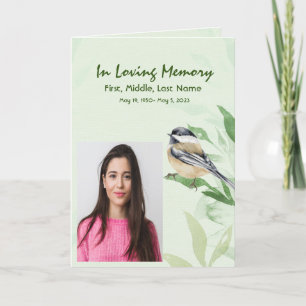 Funeral Program Custom Foliage Chickadee Bird