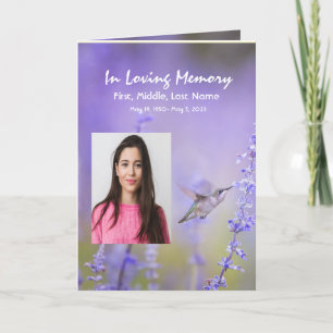 Funeral Program Custom Hummingbird Lavender Flower
