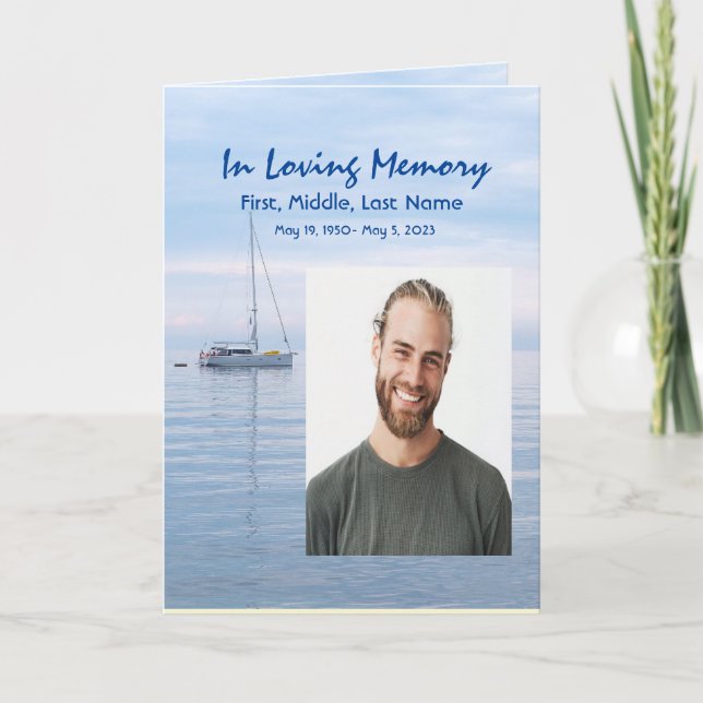 Funeral Program Custom Sailing Sailboat Sailor (Front)
