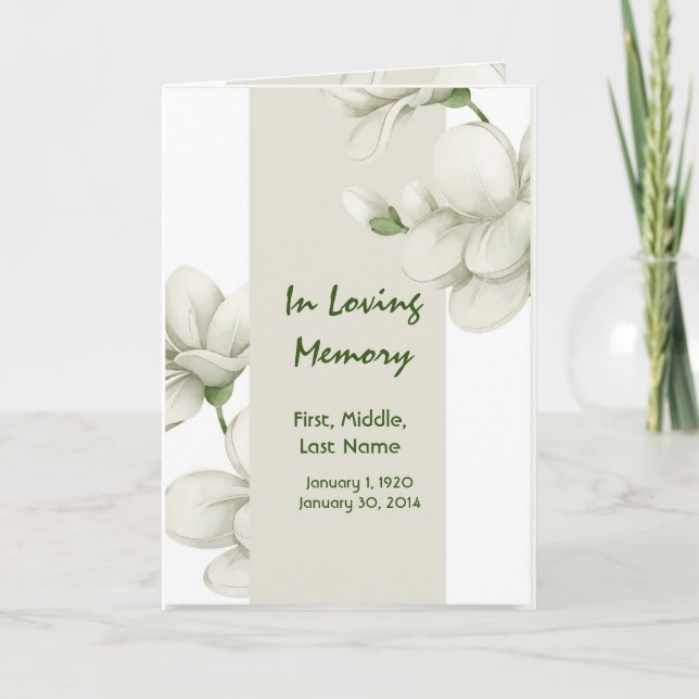 Funeral Program Custom White Flowers (Front)