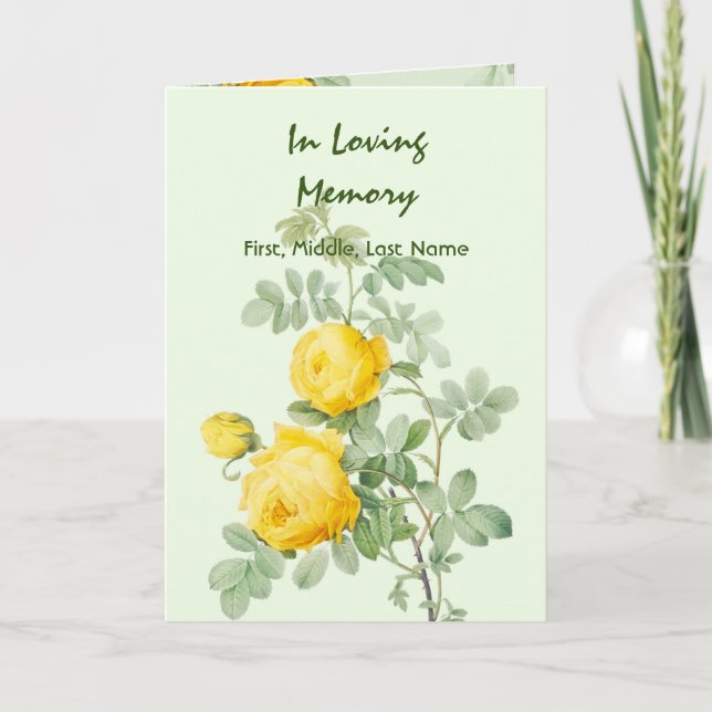 Funeral Program Custom Yellow Roses Garden (Front)