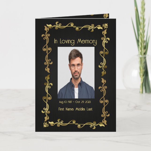 Funeral Program  Elegant Gold Black  (Front)