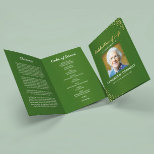 Funeral Program Green Gold Order of Service