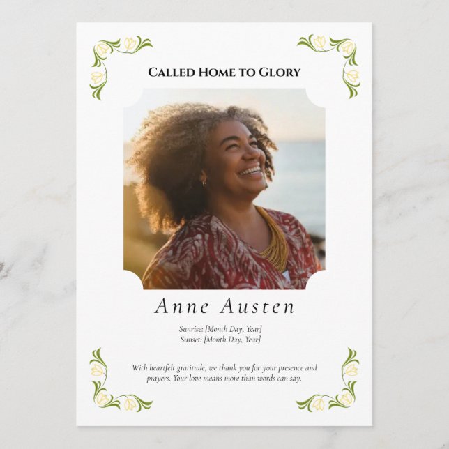 Funeral Program Memorial Keepsake (Front)