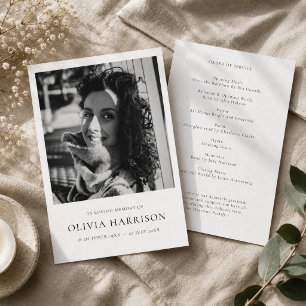Funeral Program Memorial Service Photo Card