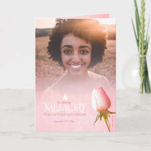 Funeral program order of service pink rose