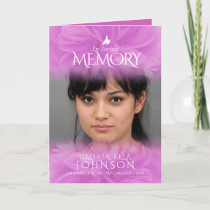 Funeral program order of service purple rose photo