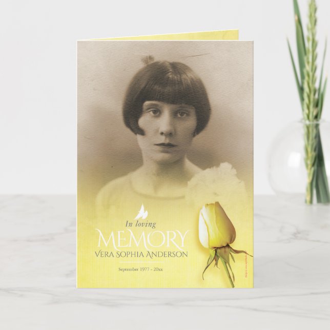 Funeral program order of service yellow rose (Front)