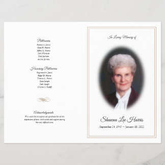 Funeral Program | Photo with Gold Trim Flyer