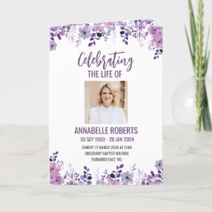 Funeral Program - Purple Wild Flowers Design