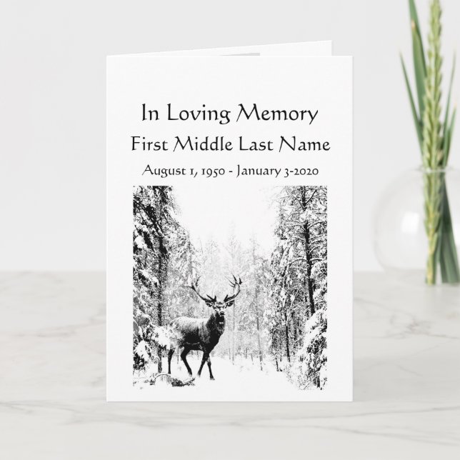 Funeral Program Stag Deer in Forest (Front)