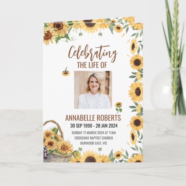 Funeral Program - Sunflowers Design (Front)