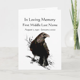 Funeral Program Watercolor Raven Bird