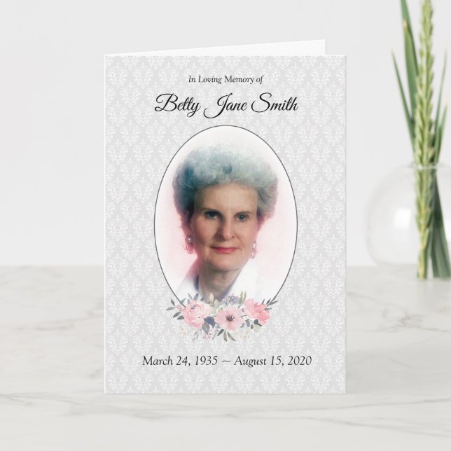 Funeral Program with grey and pink highlights (Front)