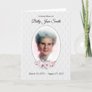 Funeral Program with grey and pink highlights