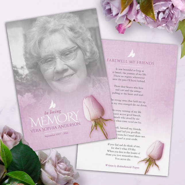 Funeral purple rose photo remembrance poem (Creator Uploaded)