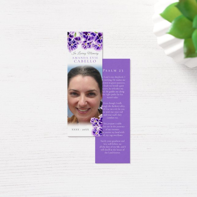 Funeral purple sky flower poem photo bookmark (Desk)