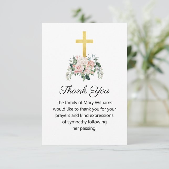 Funeral Religious Christian Floral Thank You (Standing Front)