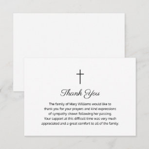 Funeral Religious Memorial Cross Thank You