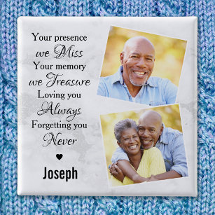 Funeral Remembrance Keepsake Memorial Photos  2 Inch Square Button