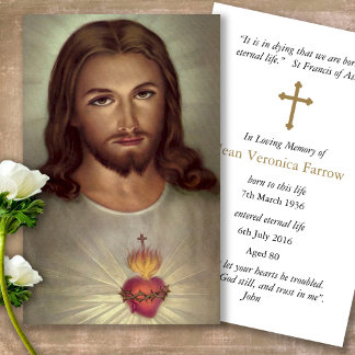 Funeral Sacred Heart Jesus Prayer Sympathy Cards