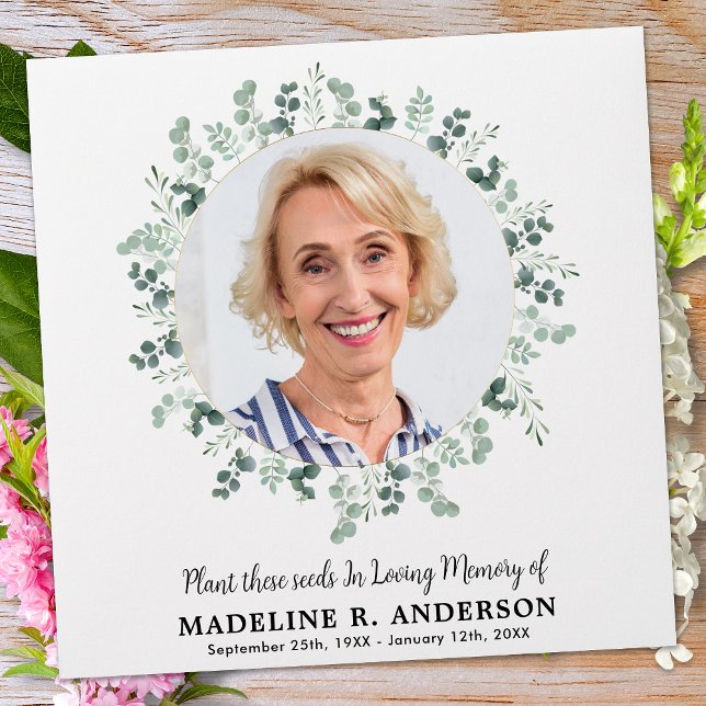 Funeral Seed Packet Custom Photo Greenery Memorial Envelope (Creator Uploaded)