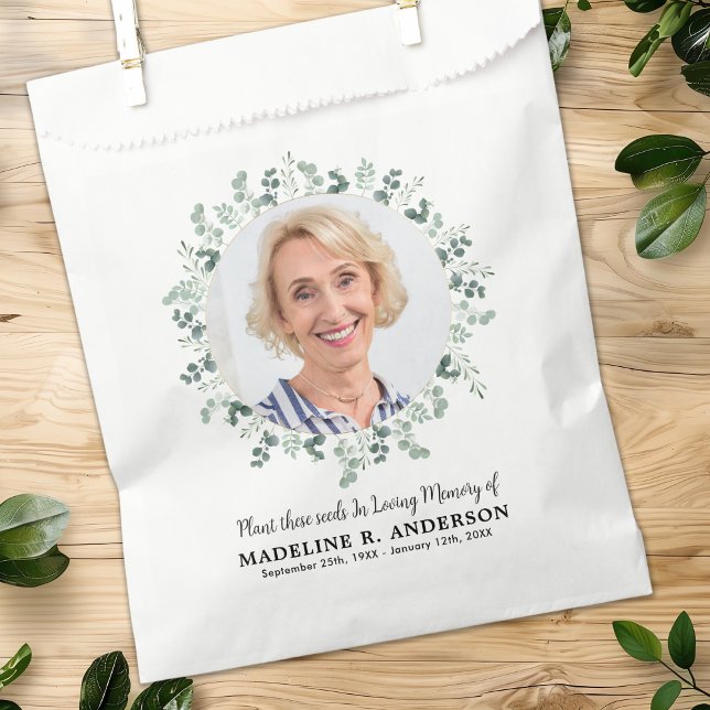 Funeral Seed Packet Custom Photo Greenery Memorial Favour Bag (Creator Uploaded)