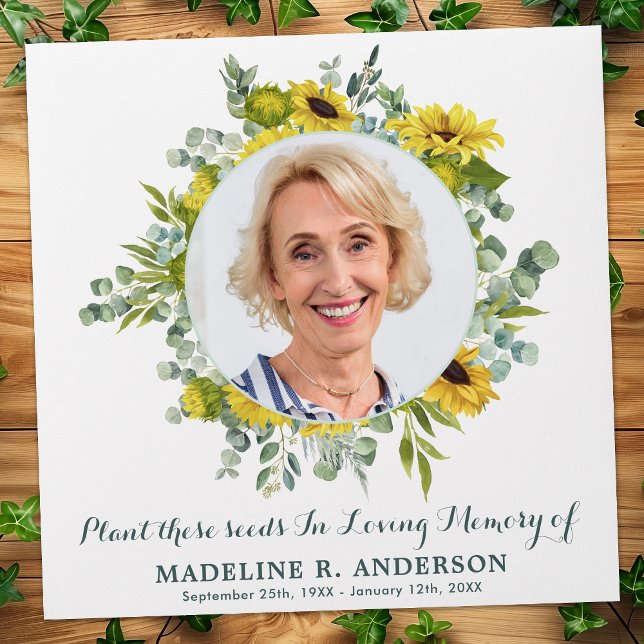 Funeral Seed Packet Sunflower Eucalyptus Photo Envelope (Creator Uploaded)