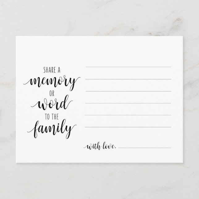 Funeral Service, Black Script, Share a memory Card (Front)