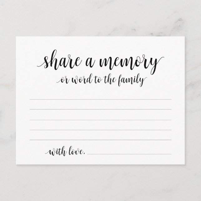 Funeral Service, Black Script, Share a memory Card (Front)