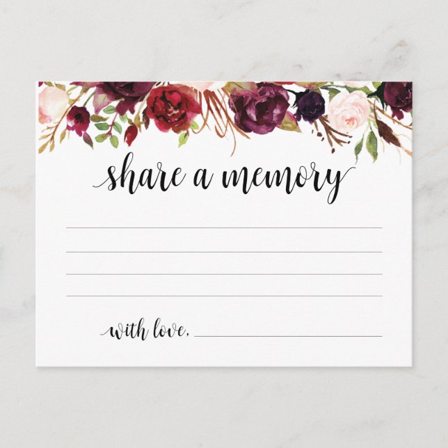 Funeral Service, Burgundy, Share a memory Card (Front)