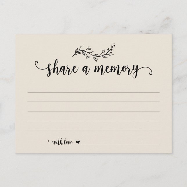 Funeral Service, Cream theme, Share a memory card (Front)
