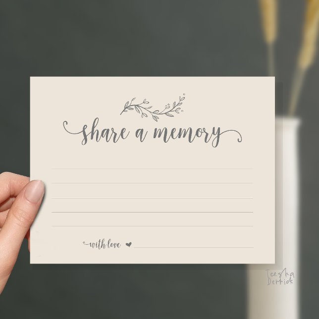 Funeral Service, Cream theme, Share a memory card (Funeral Service, Share a memory card, Modern rustic Cream Grey)