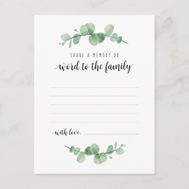 Funeral Service, Greenery, Share a memory Card (Front)