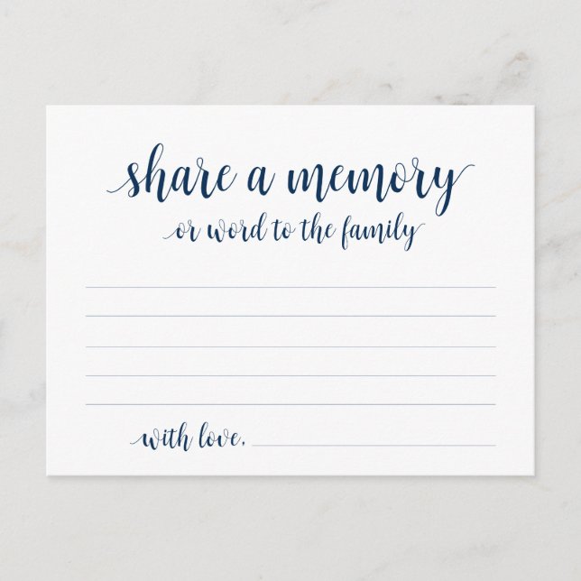 Funeral Service, Navy Blue, Share a memory Card (Front)